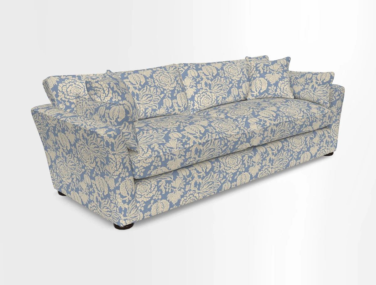 Aldeburgh 4 Seater Sofa in Cloth 22 Bayadere Seal with Scatters in Bayadere & Barcode Seal