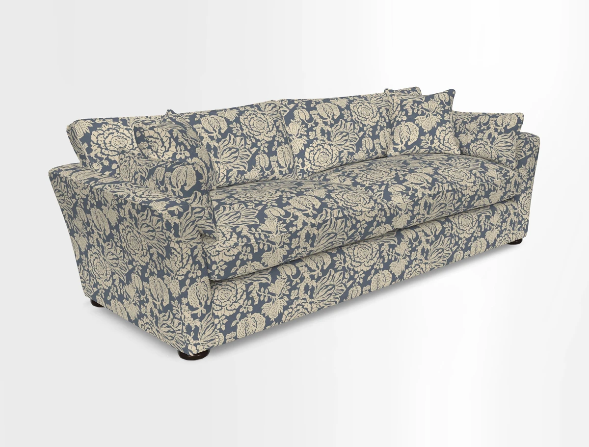 Aldeburgh 4 Seater Sofa in Cloth 22 Bayadere Seal with Scatters in Bayadere & Barcode Seal