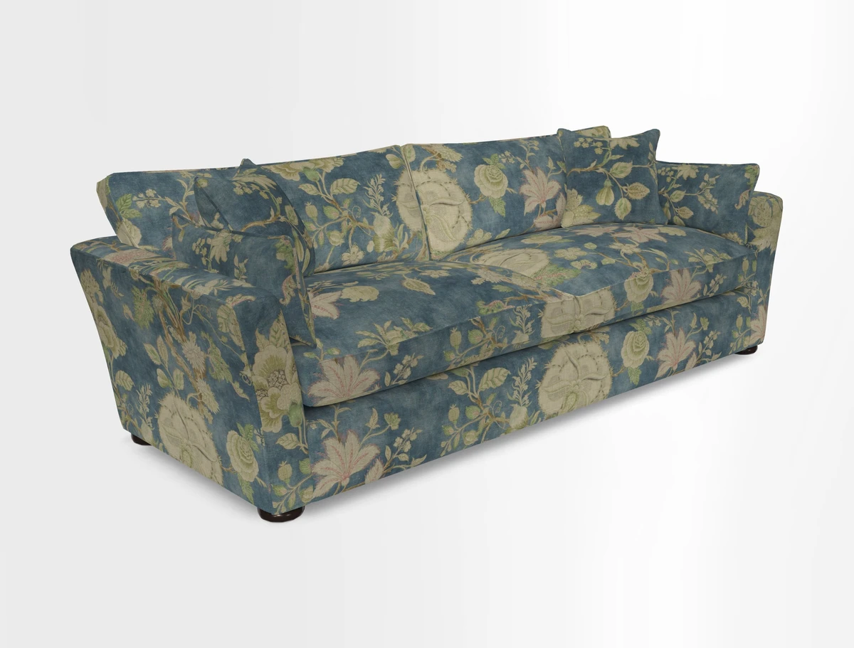 Aldeburgh 4 Seater Sofa in Cloth 22 Bayadere Seal with Scatters in Bayadere & Barcode Seal