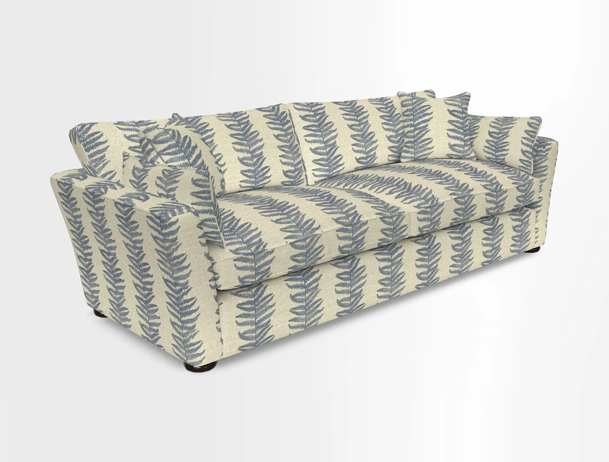 Aldeburgh 4 Seater Sofa in Cloth 22 Bayadere Seal with Scatters in Bayadere & Barcode Seal