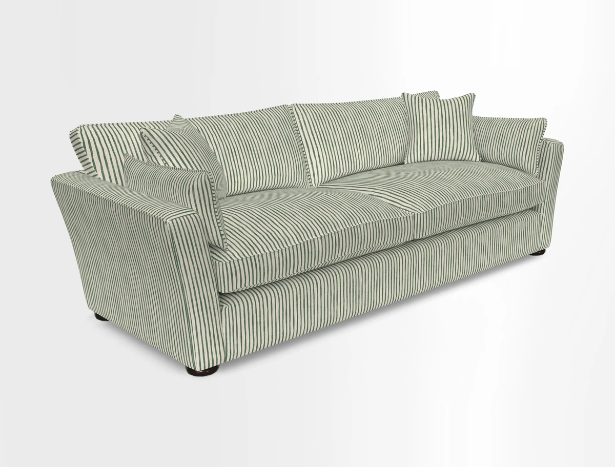 Aldeburgh 4 Seater Sofa in Cloth 22 Bayadere Seal with Scatters in Bayadere & Barcode Seal
