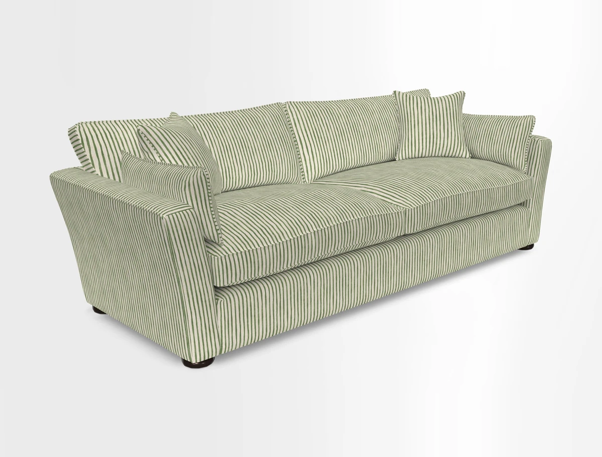 Aldeburgh 4 Seater Sofa in Cloth 22 Bayadere Seal with Scatters in Bayadere & Barcode Seal