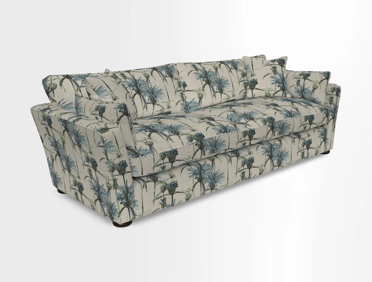 Aldeburgh 4 Seater Sofa in Cloth 22 Bayadere Seal with Scatters in Bayadere & Barcode Seal