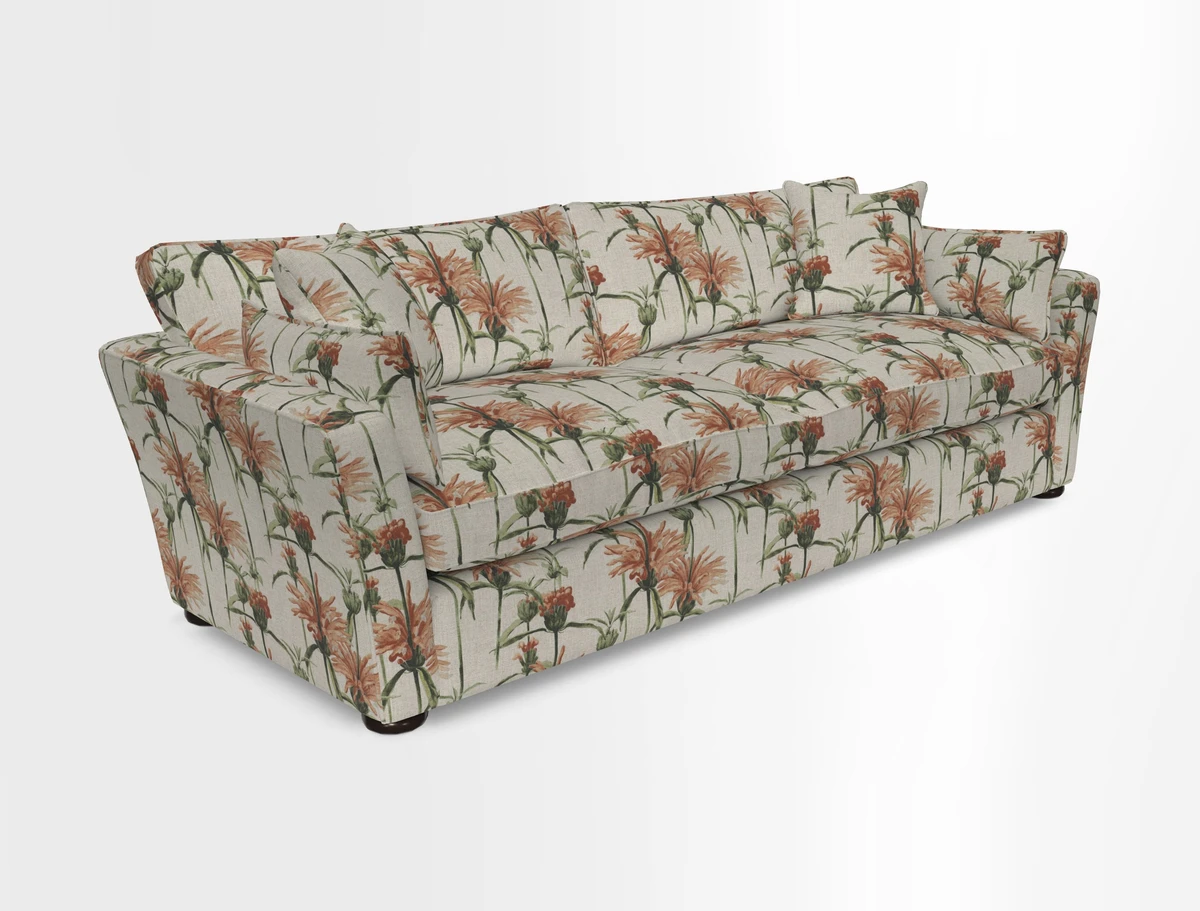 Aldeburgh 4 Seater Sofa in Cloth 22 Bayadere Seal with Scatters in Bayadere & Barcode Seal