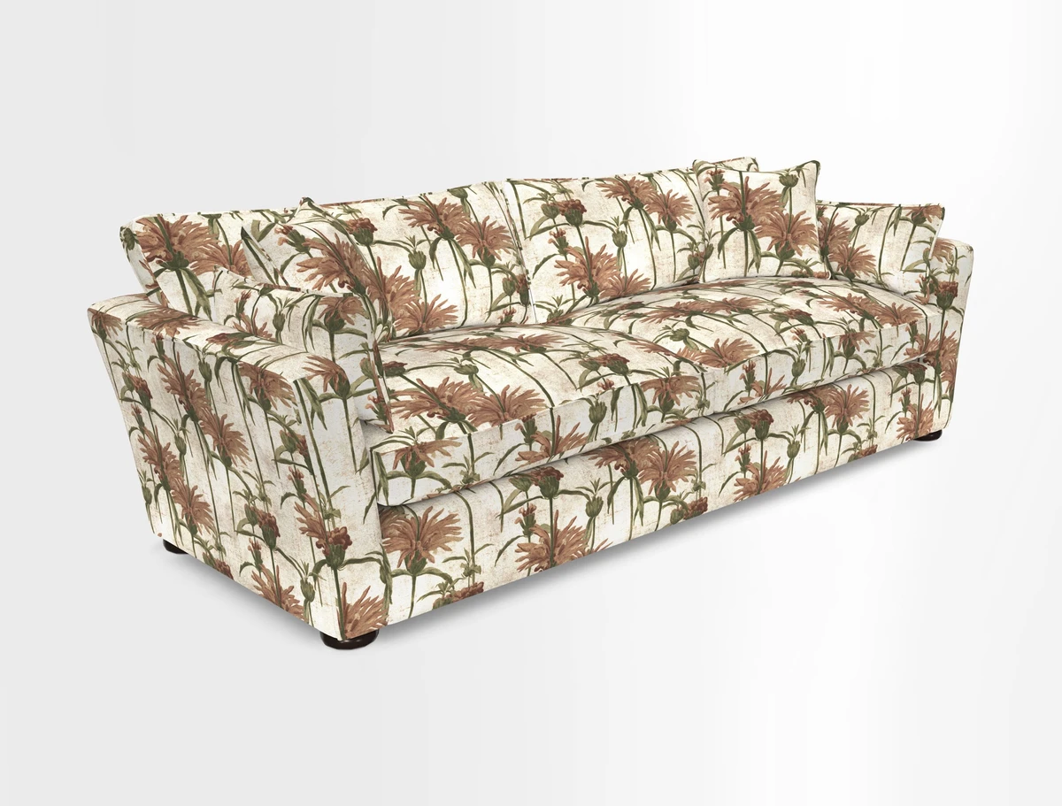 Aldeburgh 4 Seater Sofa in Cloth 22 Bayadere Seal with Scatters in Bayadere & Barcode Seal