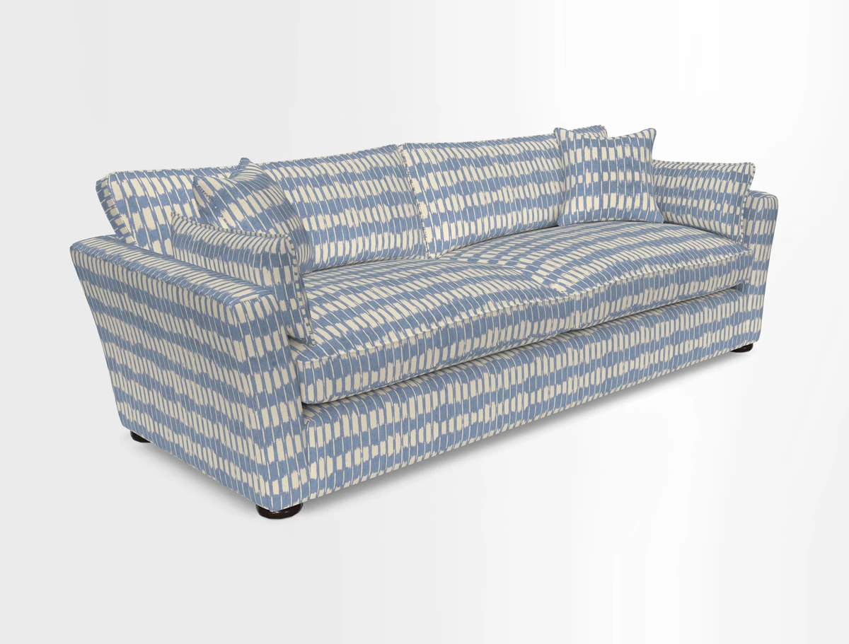 Aldeburgh 4 Seater Sofa in Cloth 22 Bayadere Seal with Scatters in Bayadere & Barcode Seal
