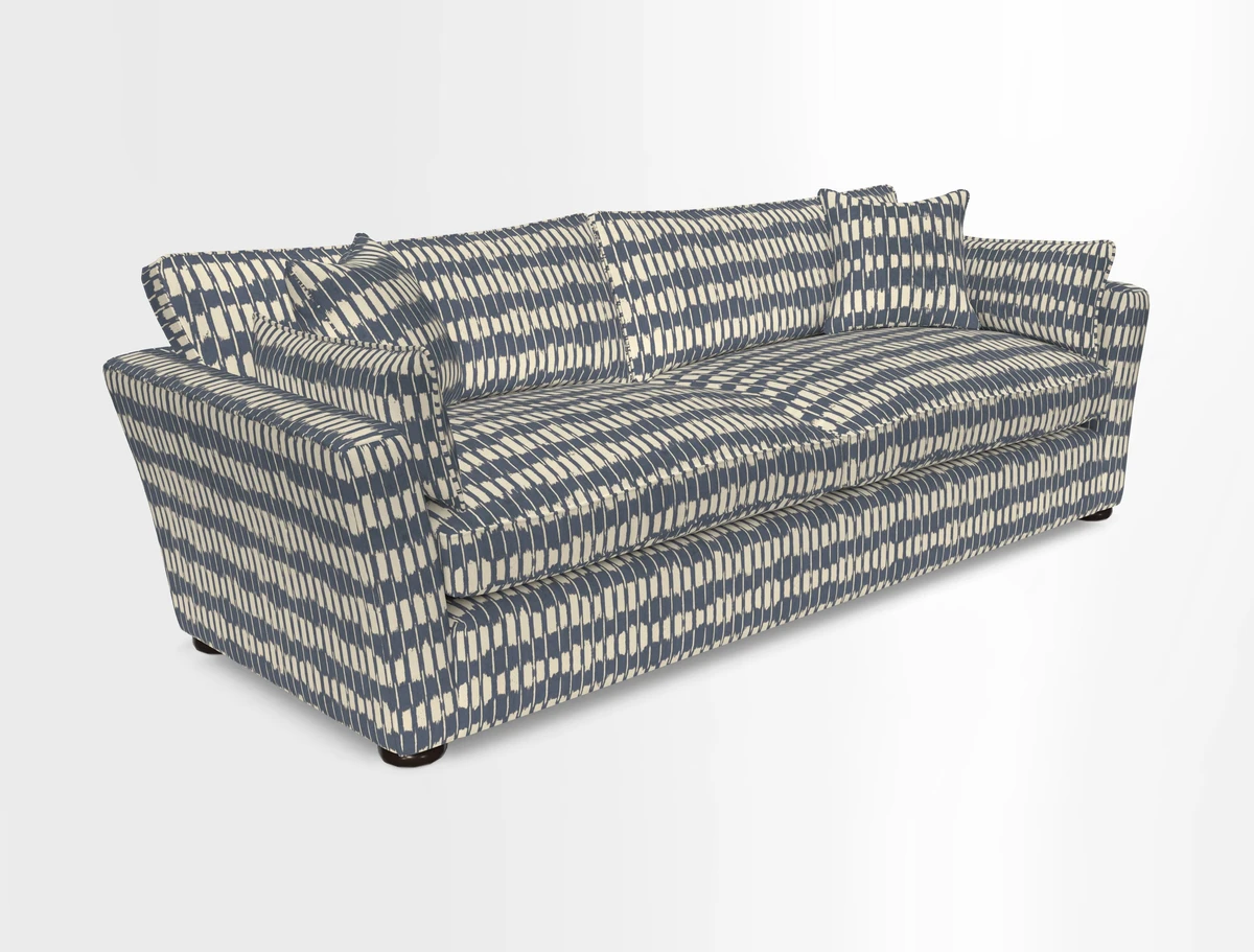 Aldeburgh 4 Seater Sofa in Cloth 22 Bayadere Seal with Scatters in Bayadere & Barcode Seal