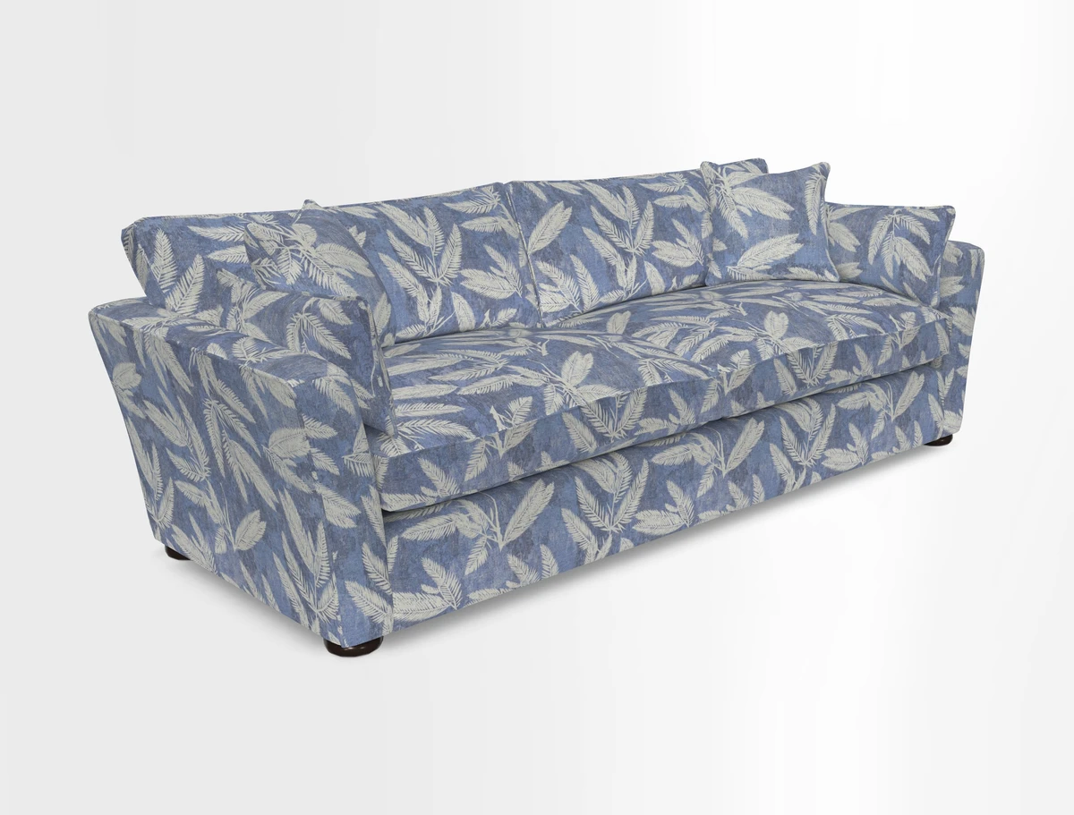 Aldeburgh 4 Seater Sofa in Cloth 22 Bayadere Seal with Scatters in Bayadere & Barcode Seal