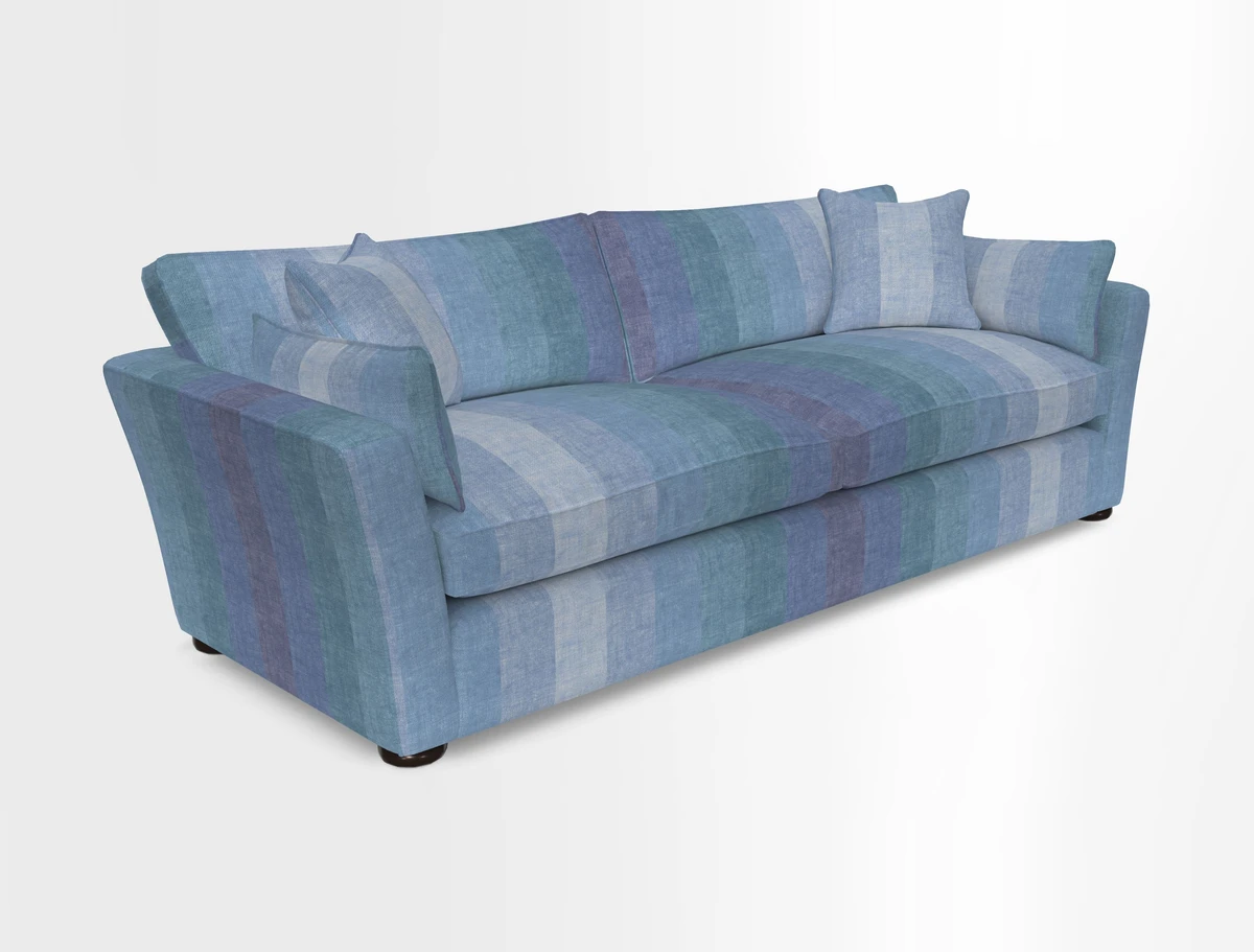 Aldeburgh 4 Seater Sofa in Cloth 22 Bayadere Seal with Scatters in Bayadere & Barcode Seal