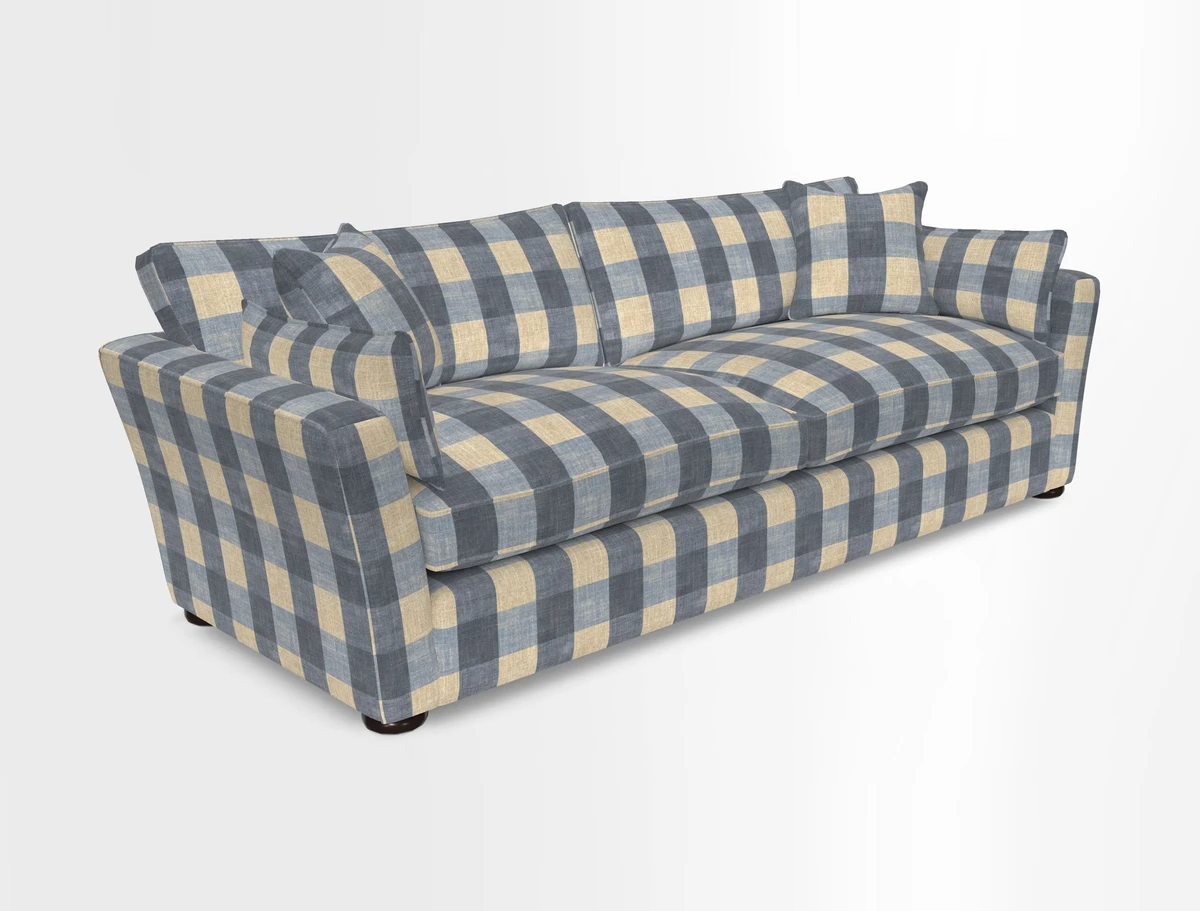 Aldeburgh 4 Seater Sofa in Cloth 22 Bayadere Seal with Scatters in Bayadere & Barcode Seal