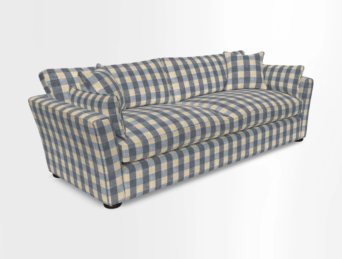 Aldeburgh 4 Seater Sofa in Cloth 22 Bayadere Seal with Scatters in Bayadere & Barcode Seal