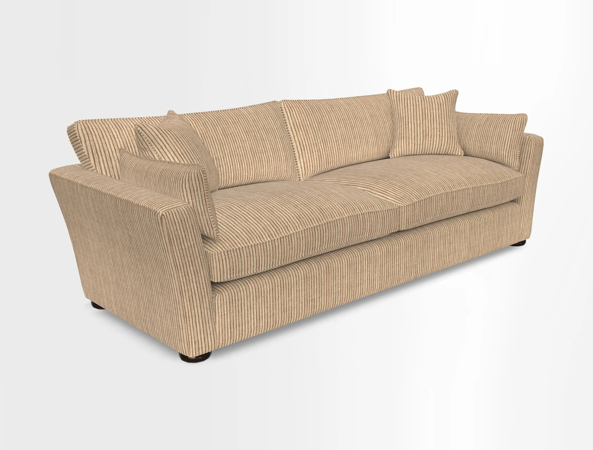 Aldeburgh 4 Seater Sofa in Cloth 22 Bayadere Seal with Scatters in Bayadere & Barcode Seal
