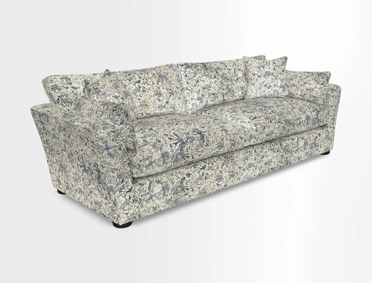 Aldeburgh 4 Seater Sofa in Cloth 22 Bayadere Seal with Scatters in Bayadere & Barcode Seal