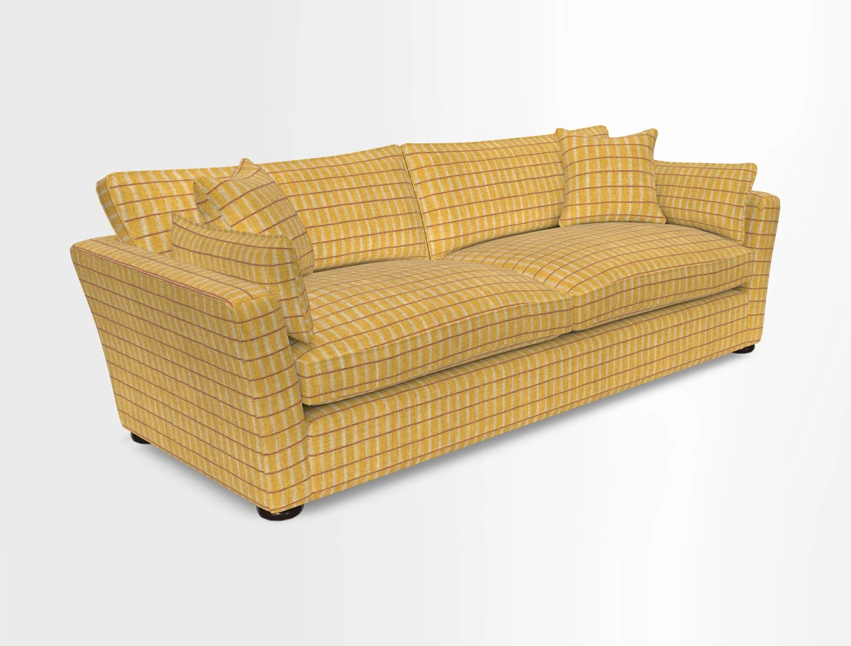 Aldeburgh 4 Seater Sofa in Cloth 22 Bayadere Seal with Scatters in Bayadere & Barcode Seal