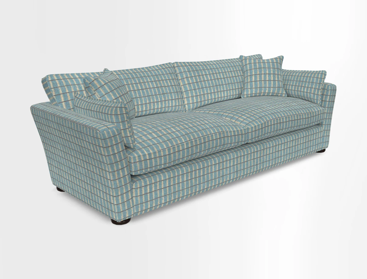Aldeburgh 4 Seater Sofa in Cloth 22 Bayadere Seal with Scatters in Bayadere & Barcode Seal