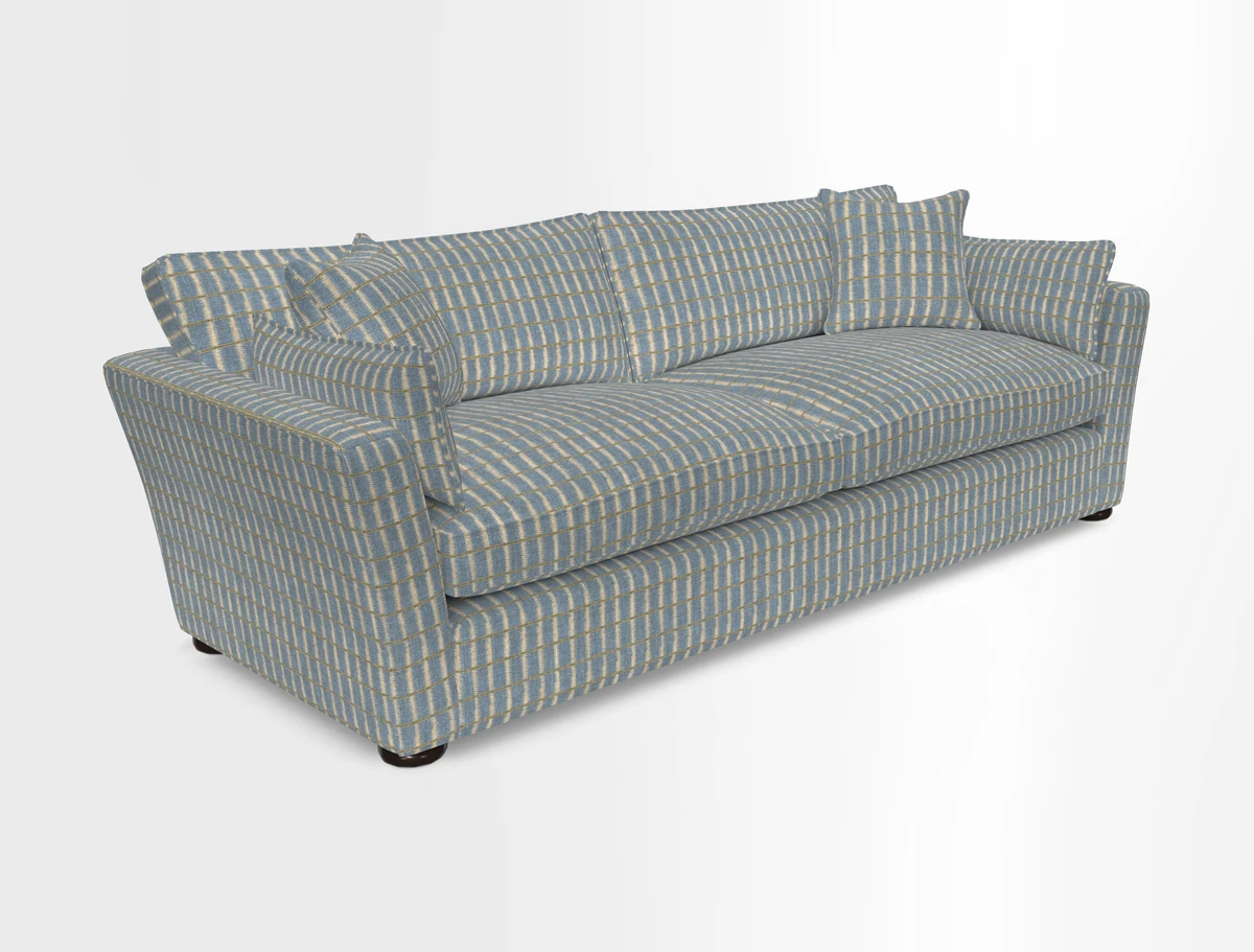 Aldeburgh 4 Seater Sofa in Cloth 22 Bayadere Seal with Scatters in Bayadere & Barcode Seal