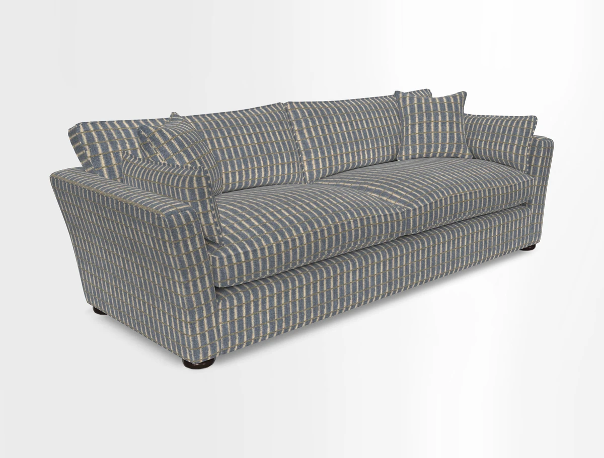 Aldeburgh 4 Seater Sofa in Cloth 22 Bayadere Seal with Scatters in Bayadere & Barcode Seal