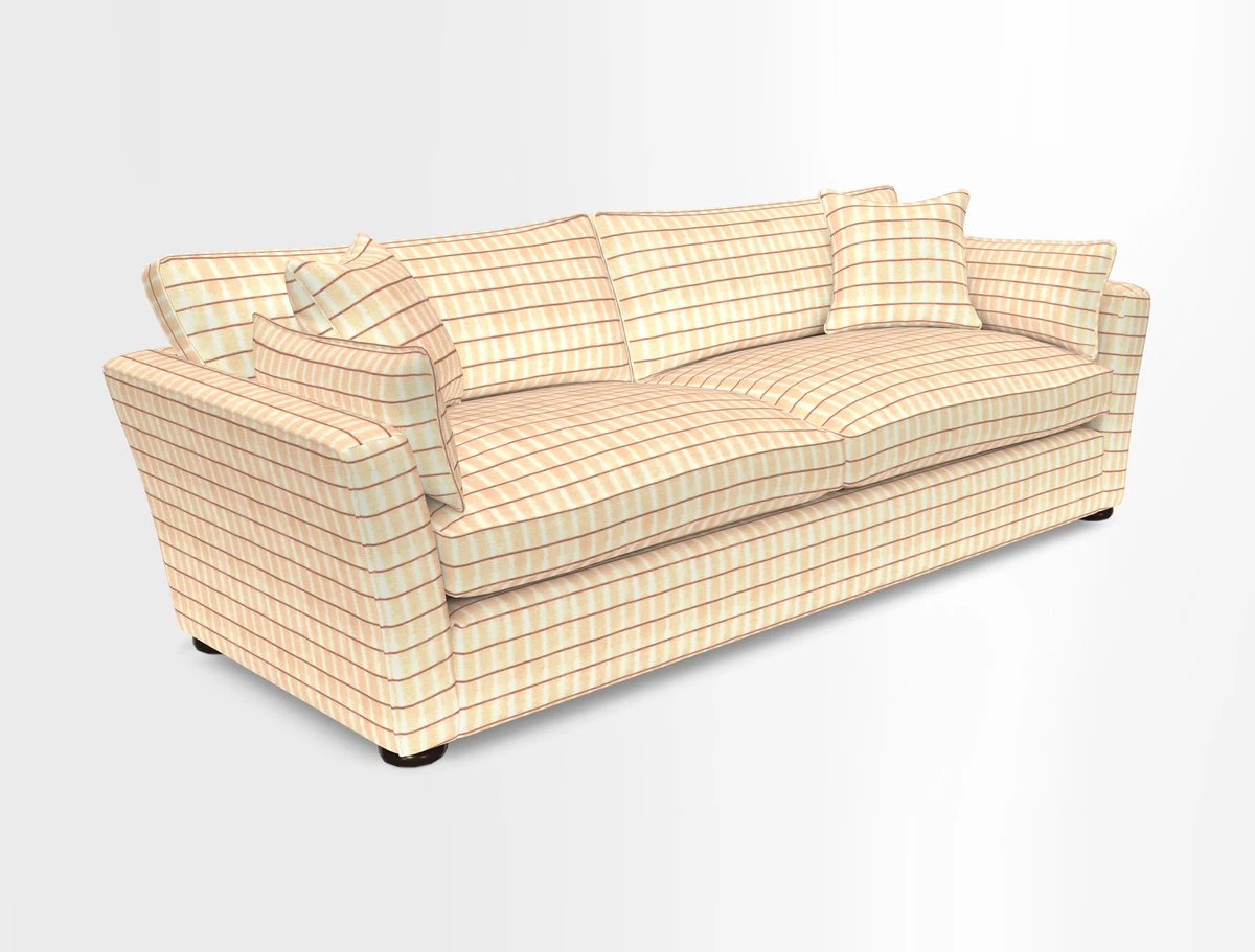 Aldeburgh 4 Seater Sofa in Cloth 22 Bayadere Seal with Scatters in Bayadere & Barcode Seal