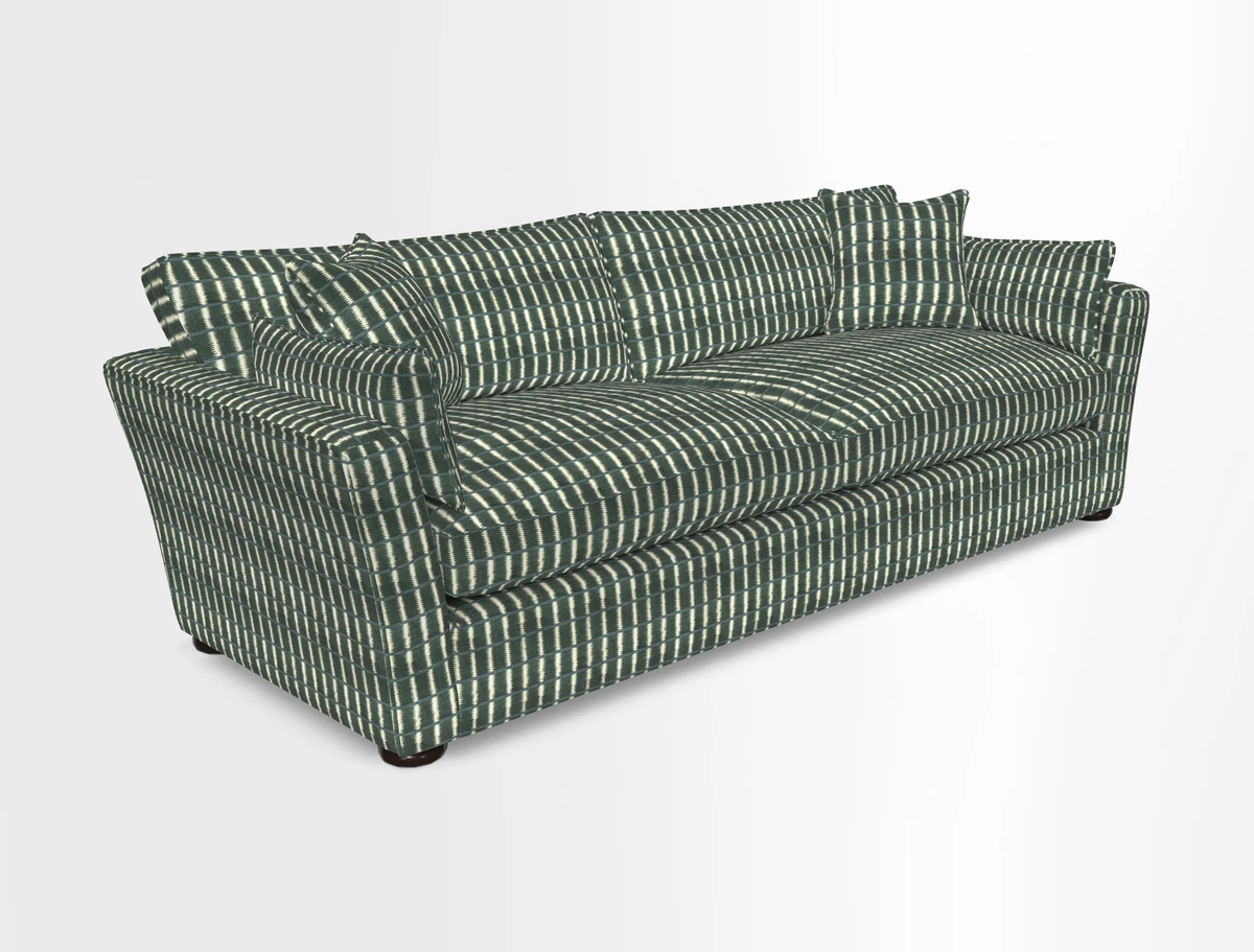 Aldeburgh 4 Seater Sofa in Cloth 22 Bayadere Seal with Scatters in Bayadere & Barcode Seal
