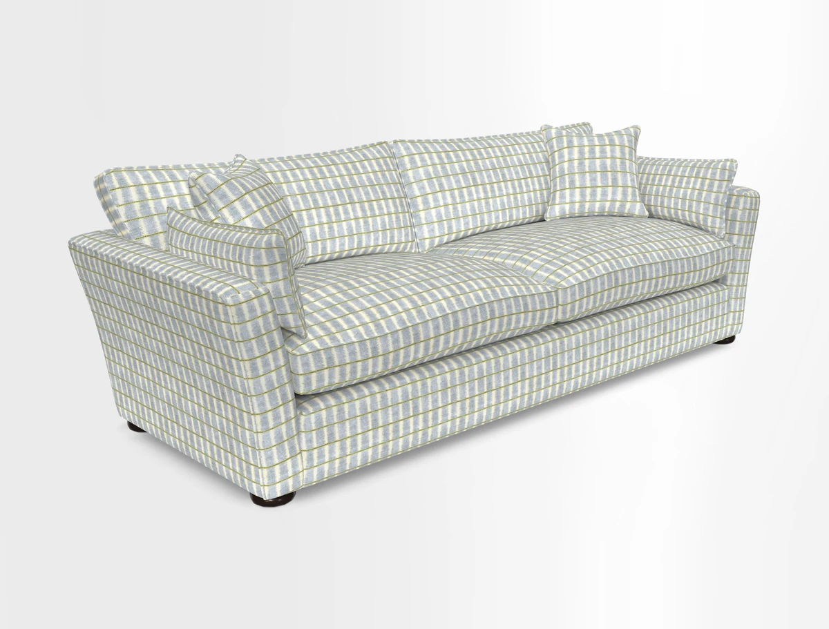 Aldeburgh 4 Seater Sofa in Cloth 22 Bayadere Seal with Scatters in Bayadere & Barcode Seal