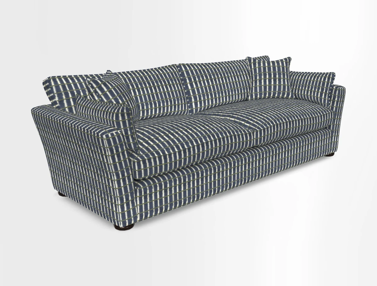 Aldeburgh 4 Seater Sofa in Cloth 22 Bayadere Seal with Scatters in Bayadere & Barcode Seal