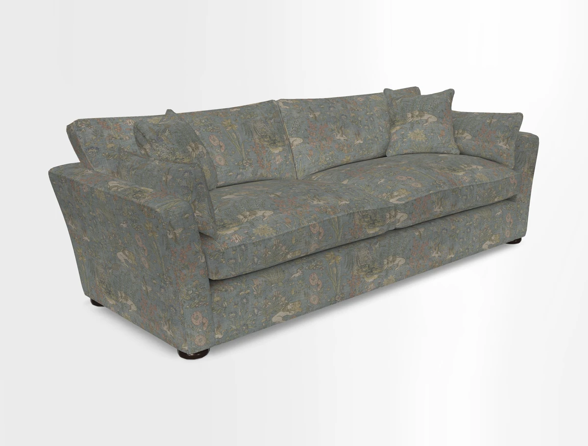 Aldeburgh 4 Seater Sofa in Cloth 22 Bayadere Seal with Scatters in Bayadere & Barcode Seal