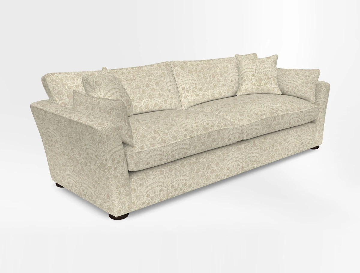 Aldeburgh 4 Seater Sofa in Cloth 22 Bayadere Seal with Scatters in Bayadere & Barcode Seal