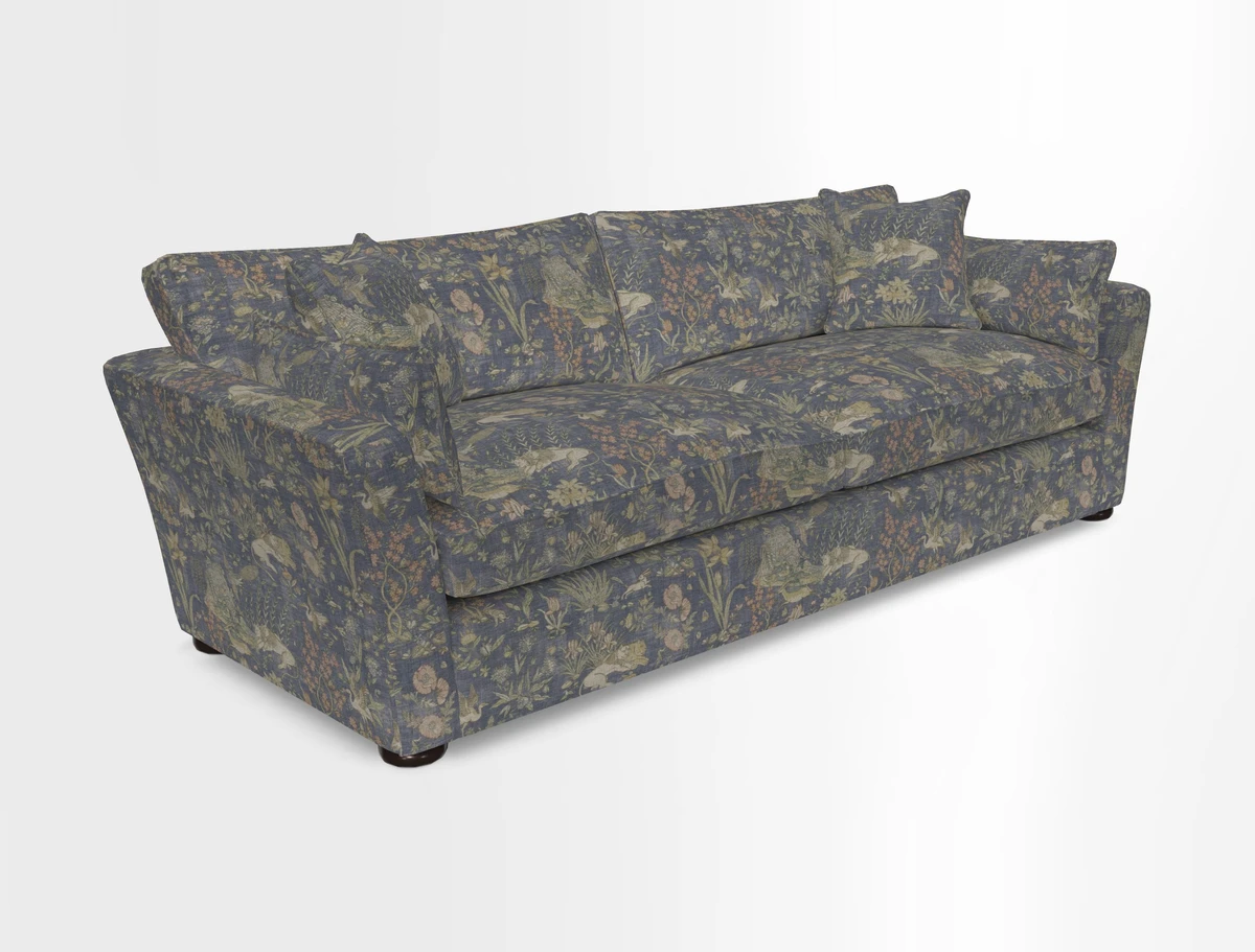 Aldeburgh 4 Seater Sofa in Cloth 22 Bayadere Seal with Scatters in Bayadere & Barcode Seal