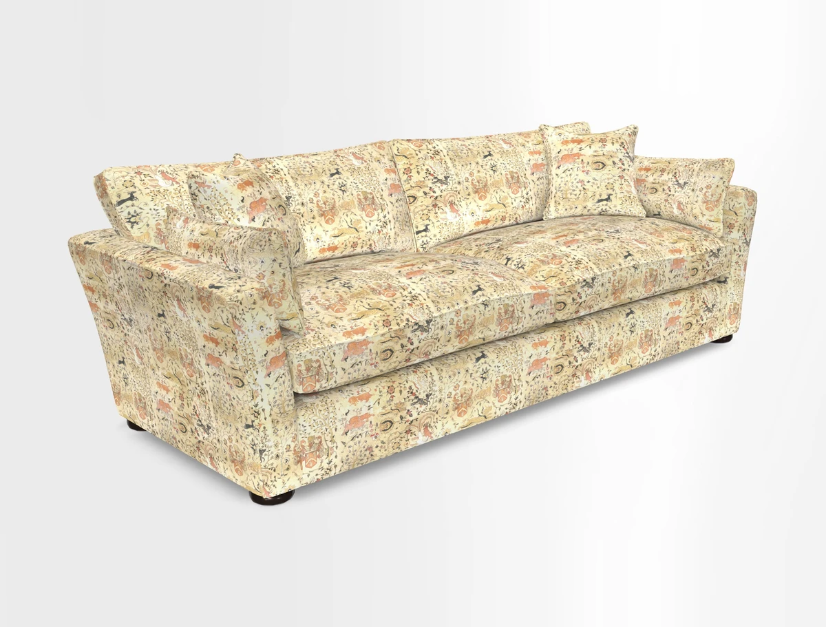 Aldeburgh 4 Seater Sofa in Cloth 22 Bayadere Seal with Scatters in Bayadere & Barcode Seal