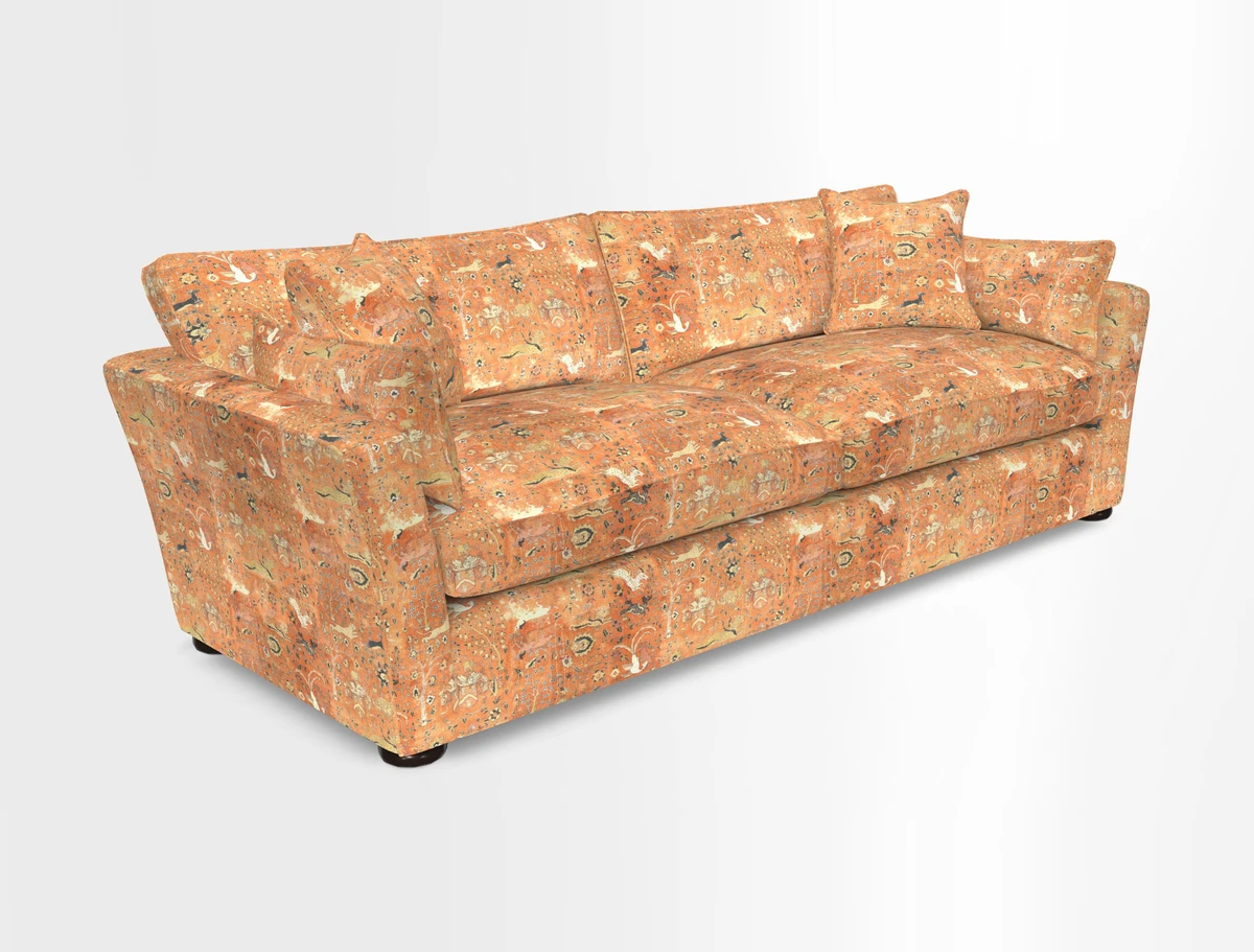 Aldeburgh 4 Seater Sofa in Cloth 22 Bayadere Seal with Scatters in Bayadere & Barcode Seal