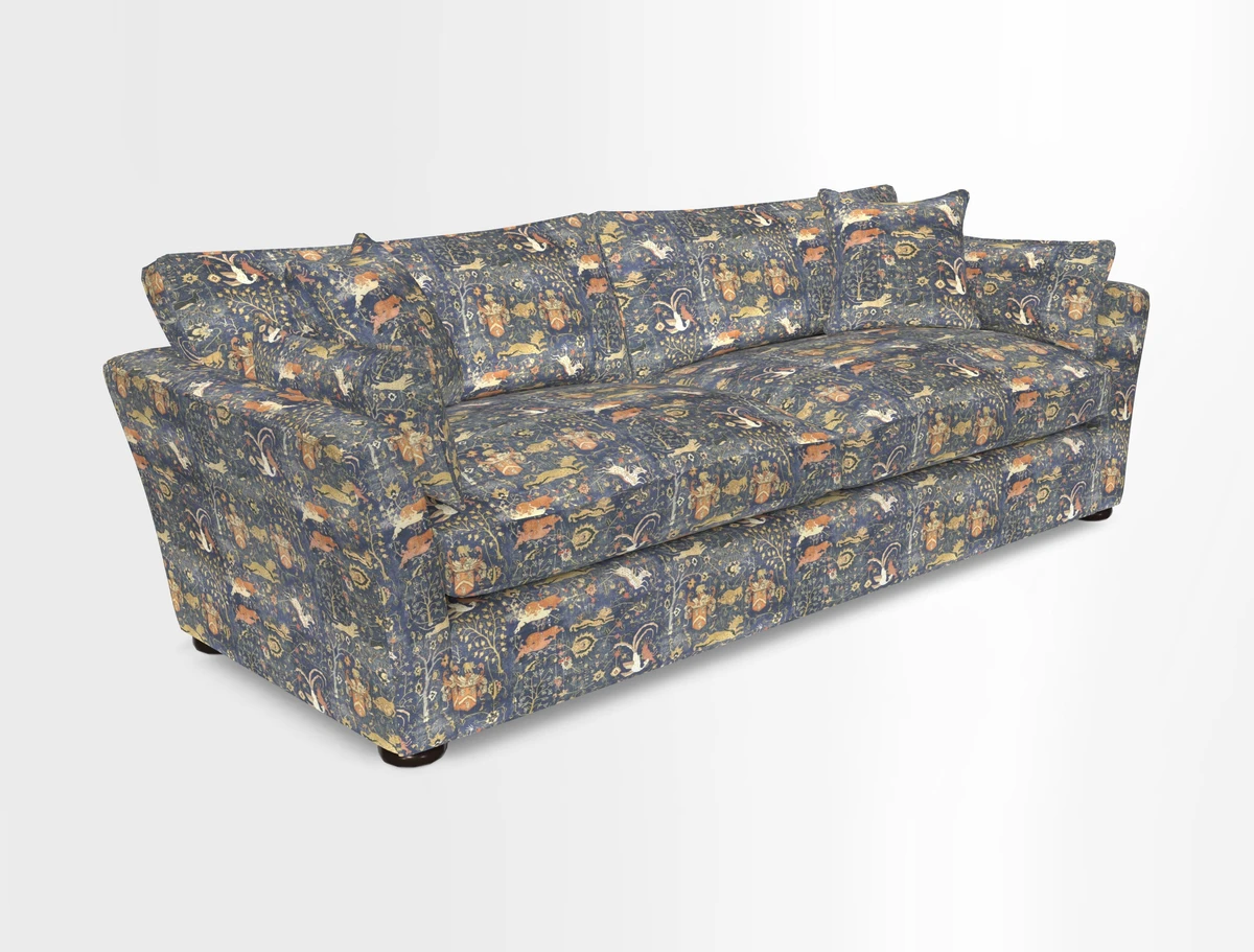 Aldeburgh 4 Seater Sofa in Cloth 22 Bayadere Seal with Scatters in Bayadere & Barcode Seal