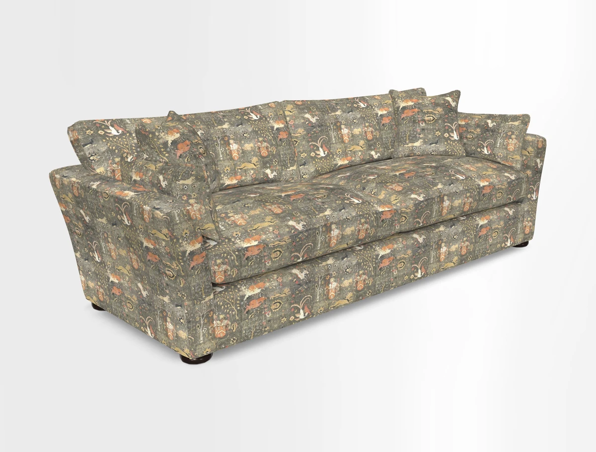 Aldeburgh 4 Seater Sofa in Cloth 22 Bayadere Seal with Scatters in Bayadere & Barcode Seal