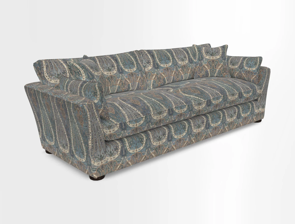 Aldeburgh 4 Seater Sofa in Cloth 22 Bayadere Seal with Scatters in Bayadere & Barcode Seal