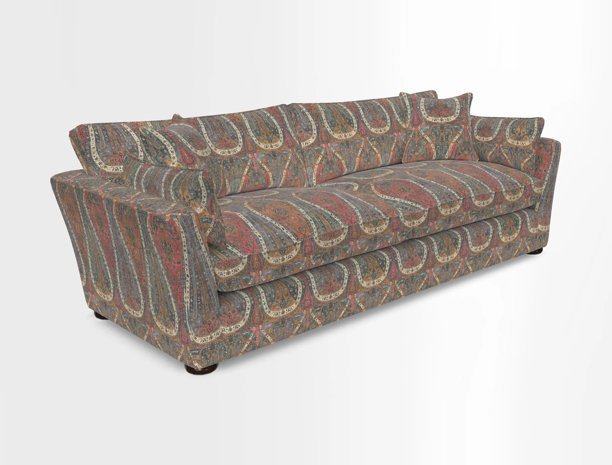 Aldeburgh 4 Seater Sofa in Cloth 22 Bayadere Seal with Scatters in Bayadere & Barcode Seal
