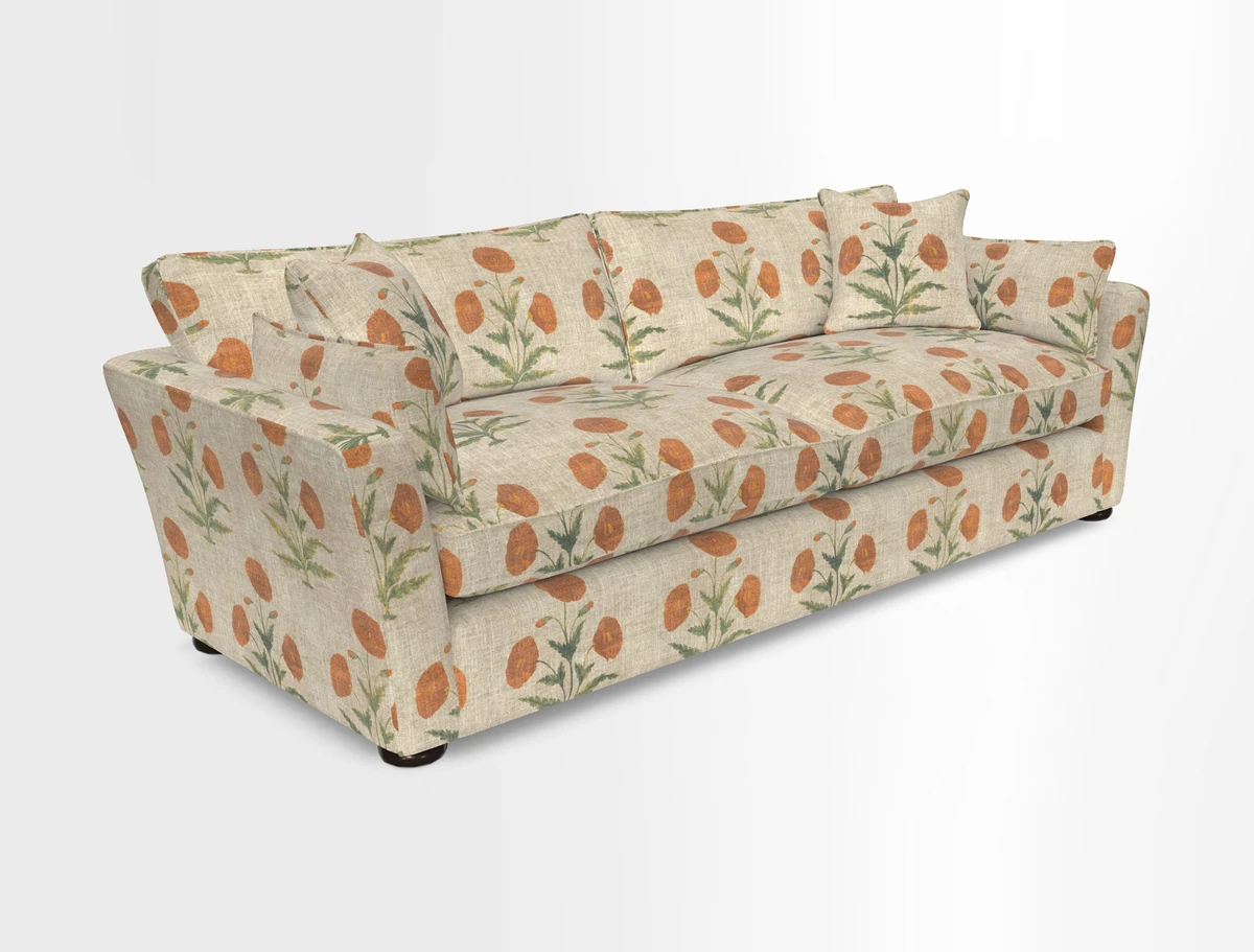 Aldeburgh 4 Seater Sofa in Cloth 22 Bayadere Seal with Scatters in Bayadere & Barcode Seal
