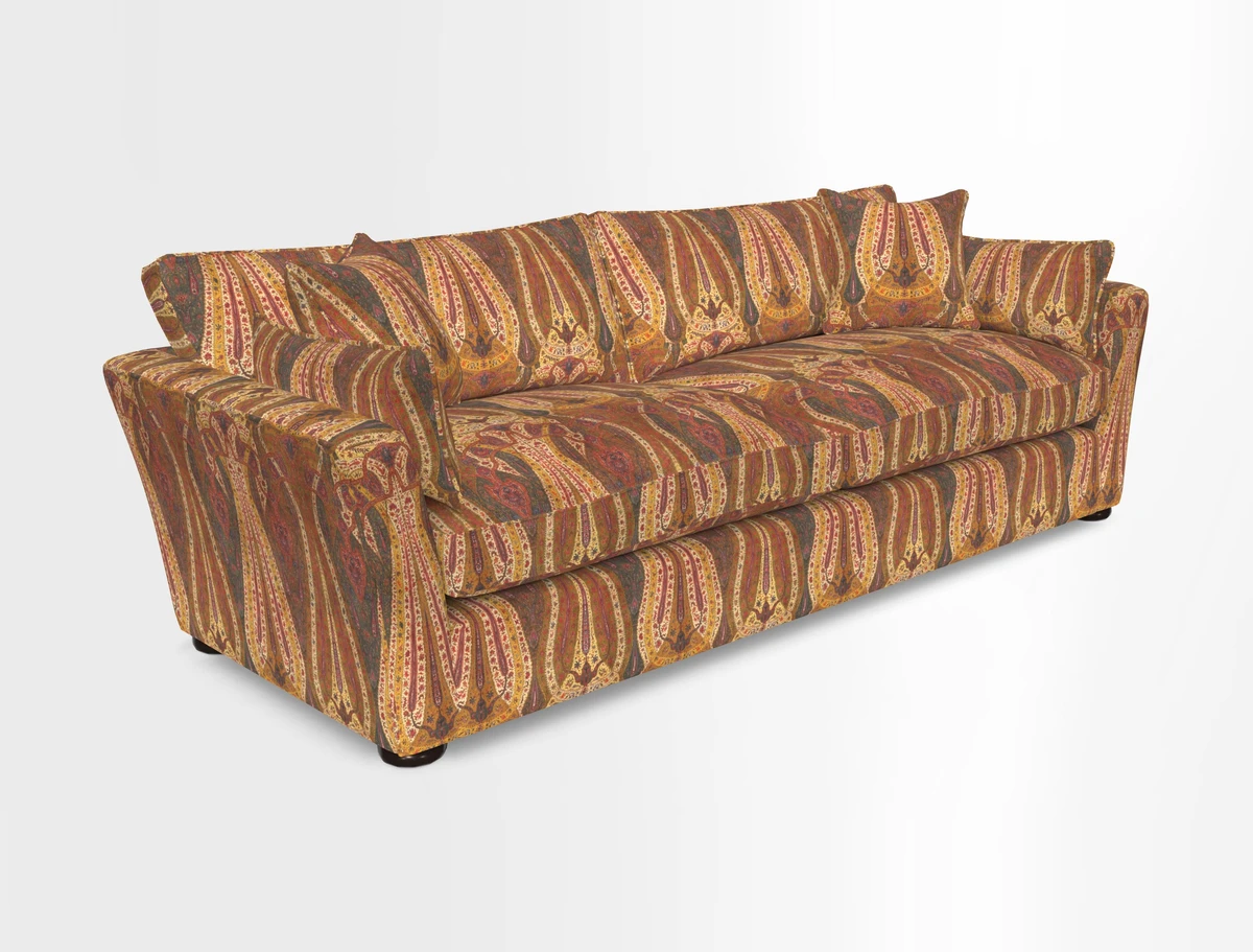 Aldeburgh 4 Seater Sofa in Cloth 22 Bayadere Seal with Scatters in Bayadere & Barcode Seal