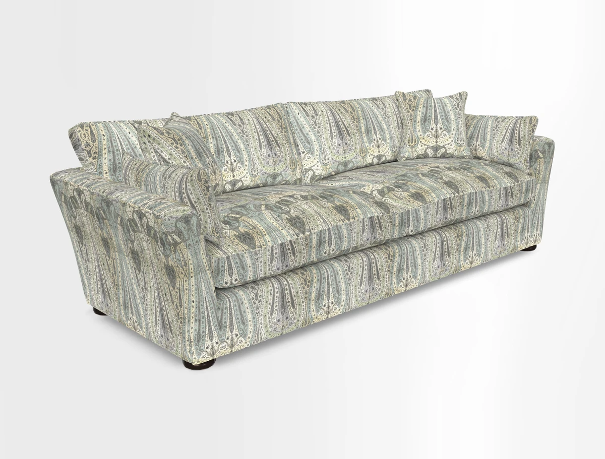 Aldeburgh 4 Seater Sofa in Cloth 22 Bayadere Seal with Scatters in Bayadere & Barcode Seal
