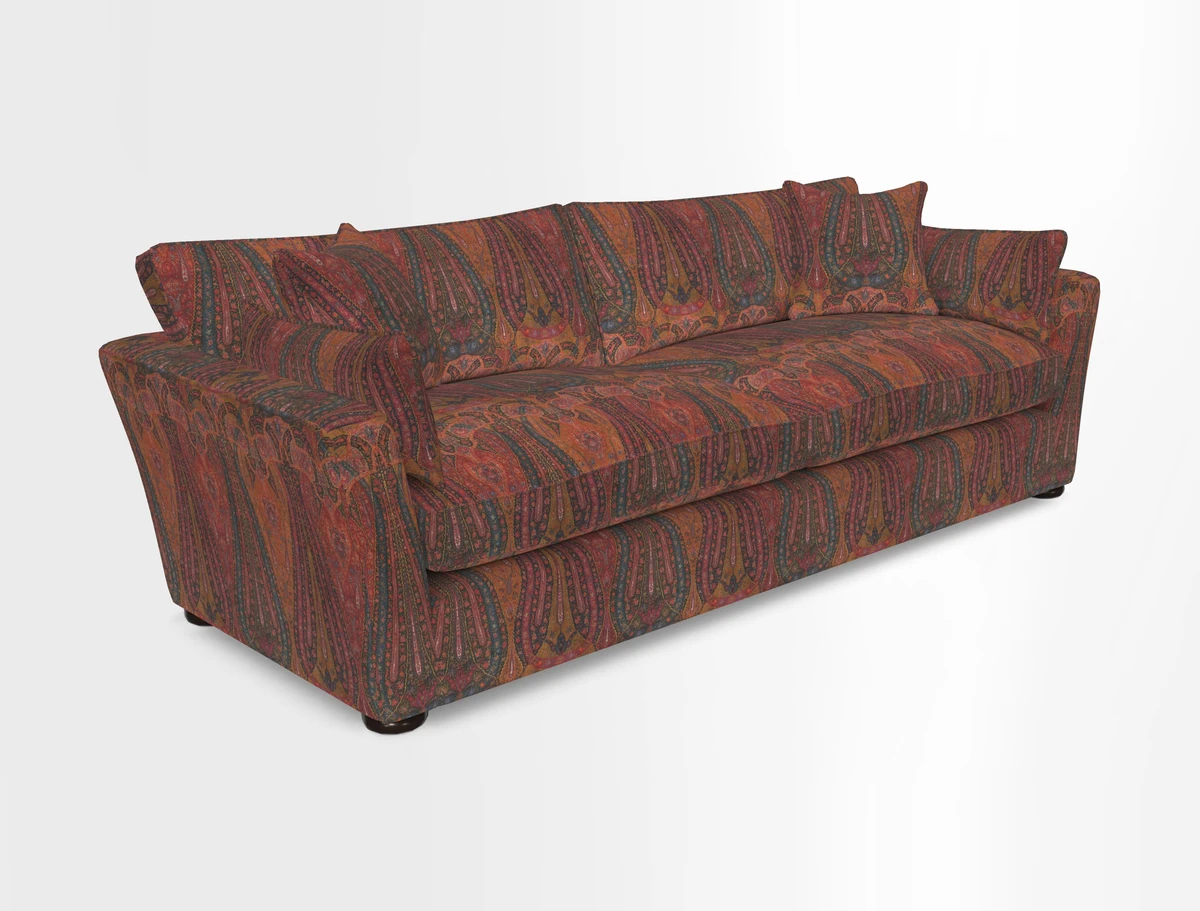Aldeburgh 4 Seater Sofa in Cloth 22 Bayadere Seal with Scatters in Bayadere & Barcode Seal