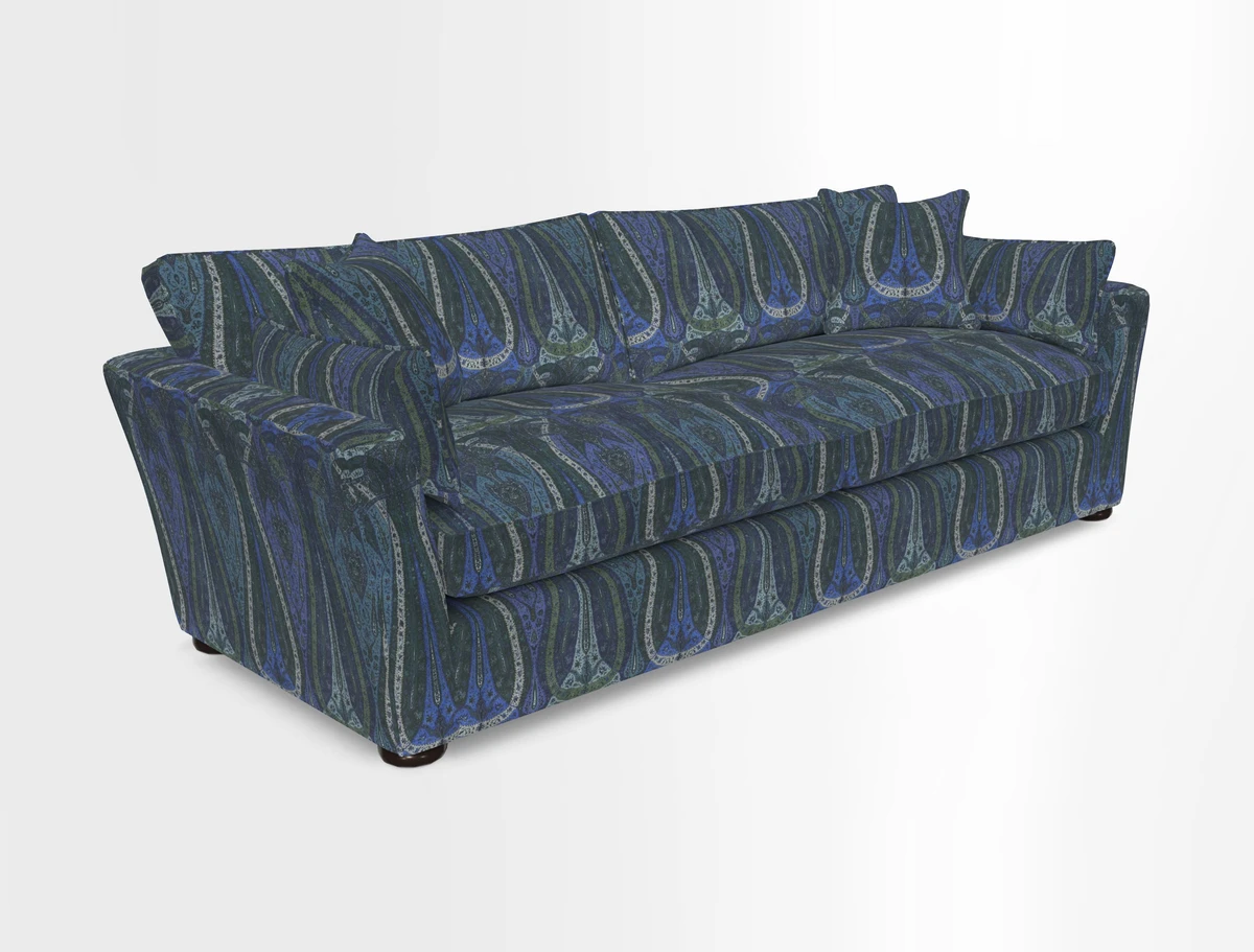 Aldeburgh 4 Seater Sofa in Cloth 22 Bayadere Seal with Scatters in Bayadere & Barcode Seal