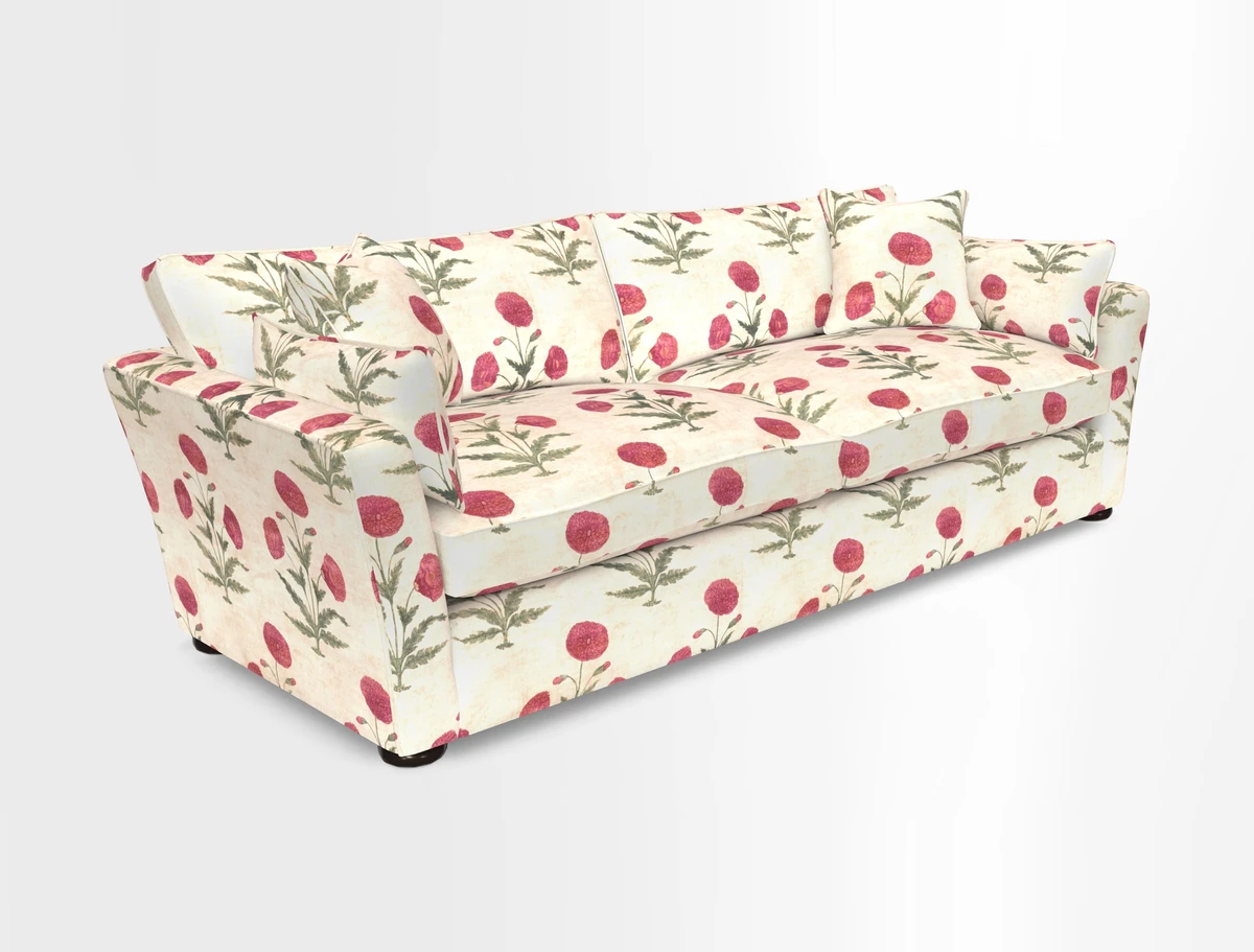 Aldeburgh 4 Seater Sofa in Cloth 22 Bayadere Seal with Scatters in Bayadere & Barcode Seal