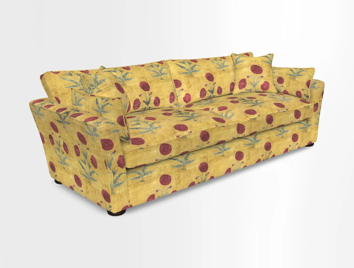 Aldeburgh 4 Seater Sofa in Cloth 22 Bayadere Seal with Scatters in Bayadere & Barcode Seal