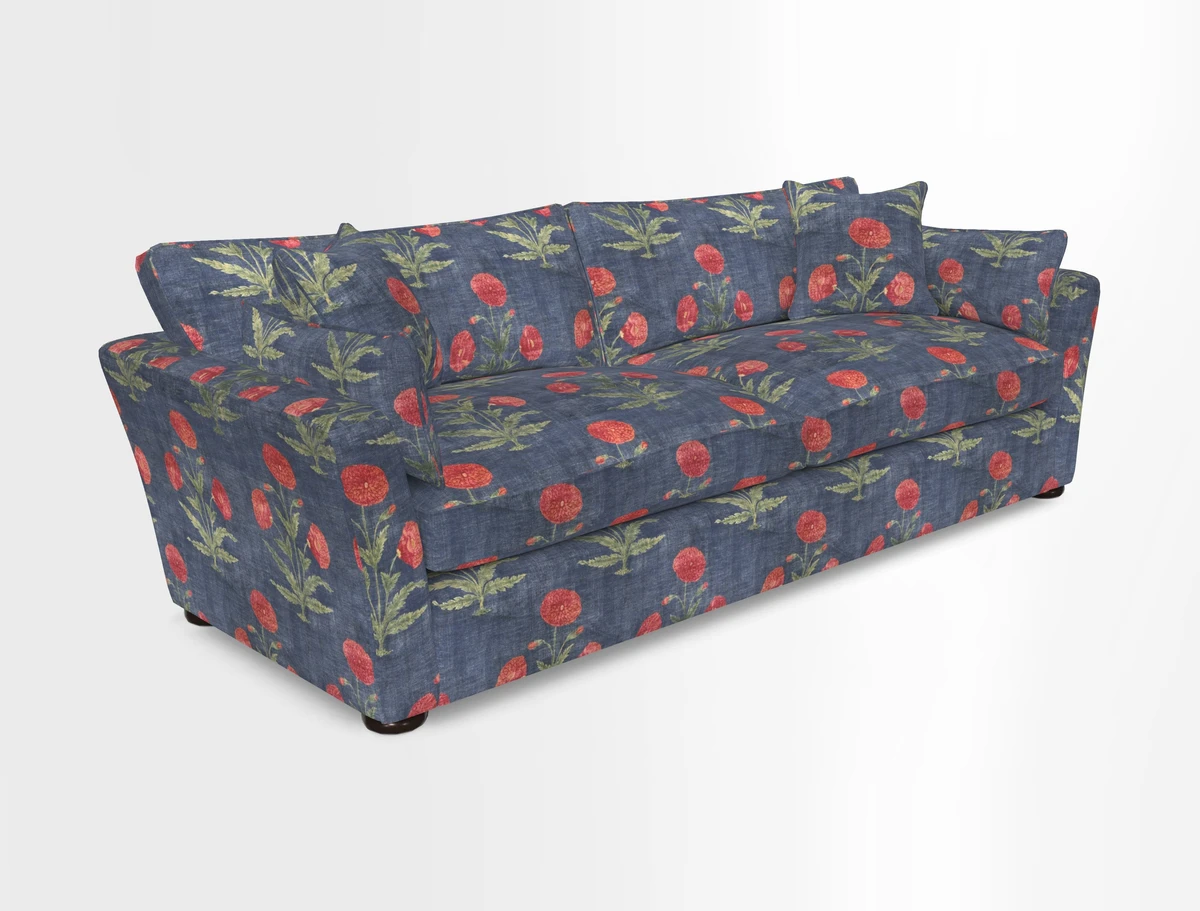 Aldeburgh 4 Seater Sofa in Cloth 22 Bayadere Seal with Scatters in Bayadere & Barcode Seal