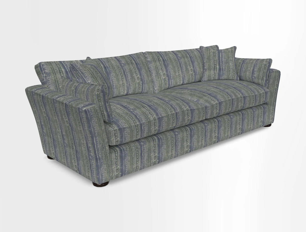 Aldeburgh 4 Seater Sofa in Cloth 22 Bayadere Seal with Scatters in Bayadere & Barcode Seal