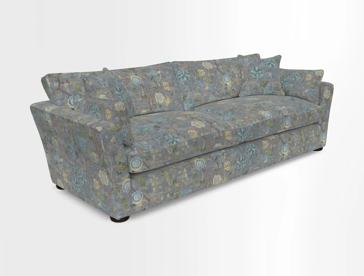 Aldeburgh 4 Seater Sofa in Cloth 22 Bayadere Seal with Scatters in Bayadere & Barcode Seal
