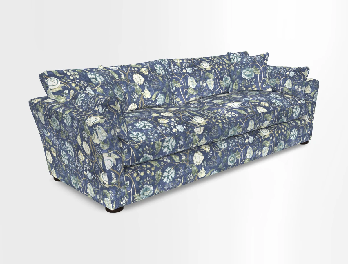Aldeburgh 4 Seater Sofa in Cloth 22 Bayadere Seal with Scatters in Bayadere & Barcode Seal