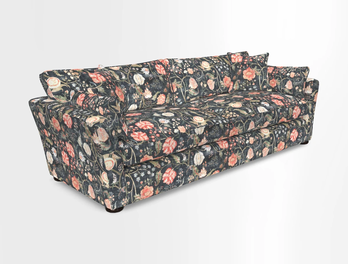 Aldeburgh 4 Seater Sofa in Cloth 22 Bayadere Seal with Scatters in Bayadere & Barcode Seal