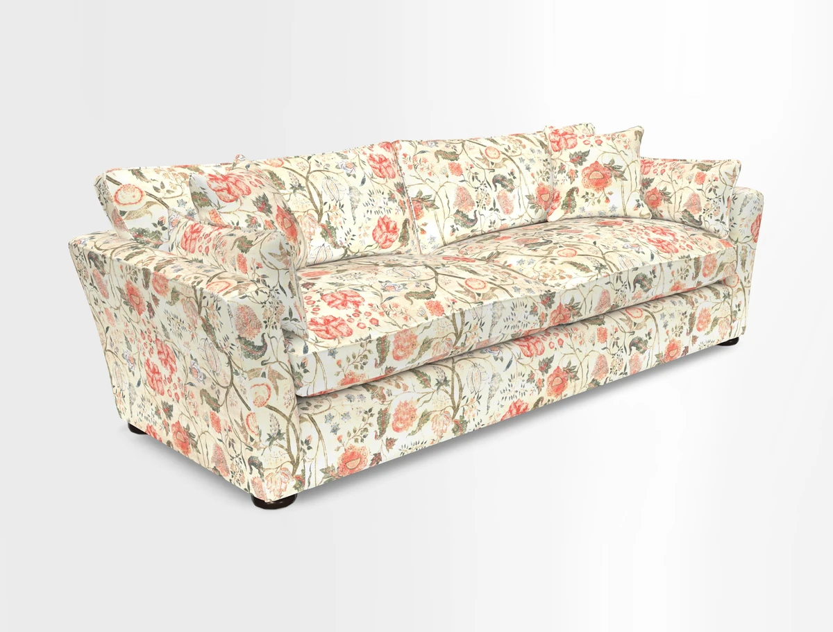 Aldeburgh 4 Seater Sofa in Cloth 22 Bayadere Seal with Scatters in Bayadere & Barcode Seal