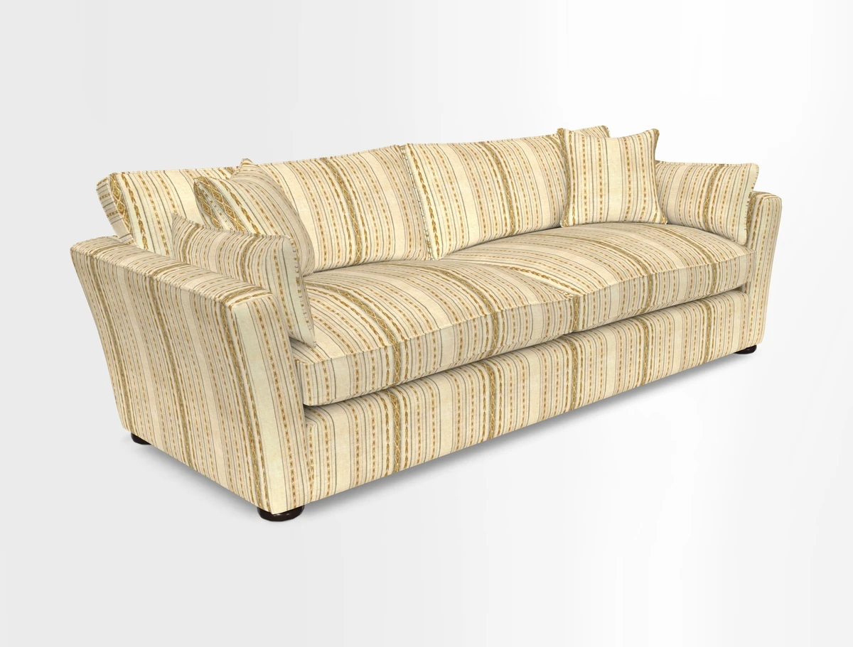 Aldeburgh 4 Seater Sofa in Cloth 22 Bayadere Seal with Scatters in Bayadere & Barcode Seal