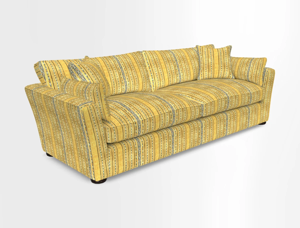 Aldeburgh 4 Seater Sofa in Cloth 22 Bayadere Seal with Scatters in Bayadere & Barcode Seal