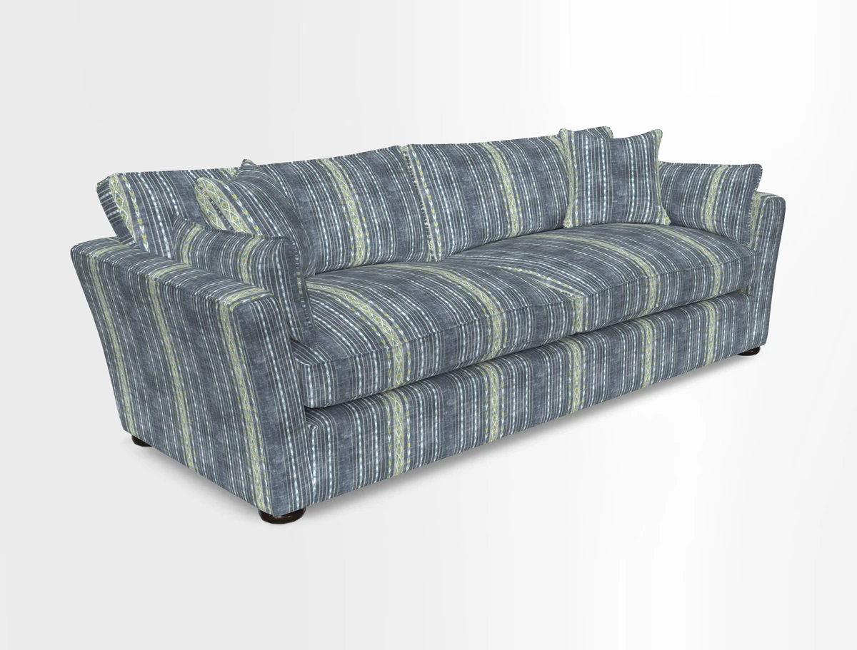 Aldeburgh 4 Seater Sofa in Cloth 22 Bayadere Seal with Scatters in Bayadere & Barcode Seal